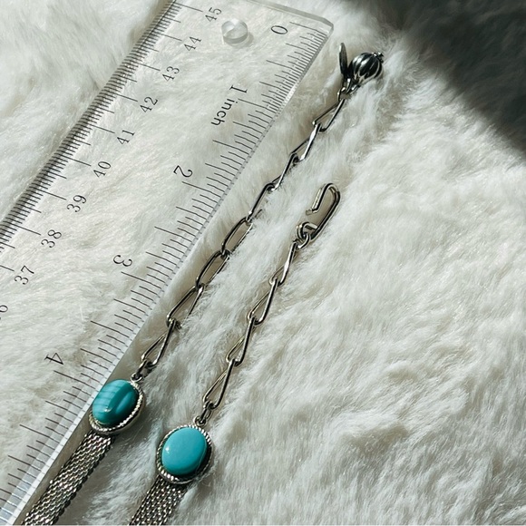 VTG | PARK LANE Silver Tone Mesh necklace with Faus Oval Turquoise 16-17” - Picture 6 of 9
